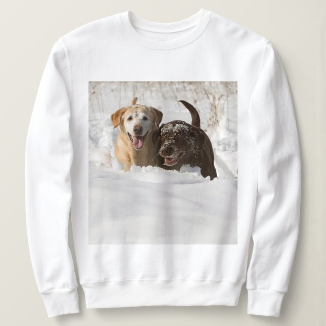 Smiling Labrador Retrievers In Snow Sweatshirt (Design Front)
