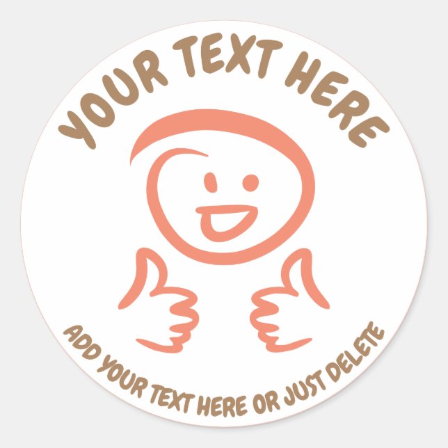 Smiling / Laughing Emoji Face Thumbs Up. Template. Classic Round Sticker (Front)