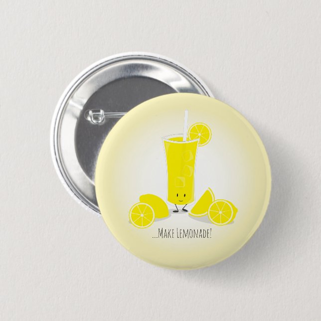Smiling Lemonade Glass | Button (Front & Back)