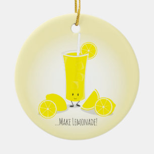 Smiling Lemonade Glass Food Ceramic Tree Decoration