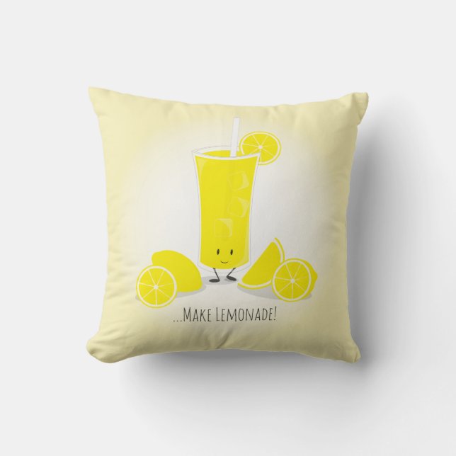 Smiling Lemonade Glass | Throw Pillow (Front)