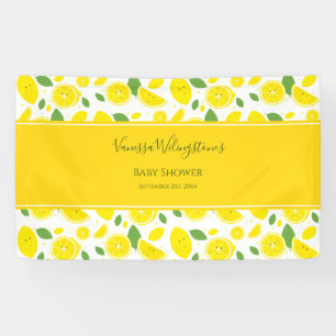 Smiling Lemons Yellow White Green Baby Shower Banner