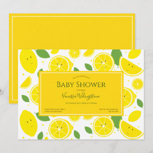 Smiling Lemons Yellow White Green Baby Shower Invitation