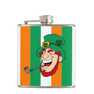 Smiling Leprechaun St. Patrick's Day Hip Flask
