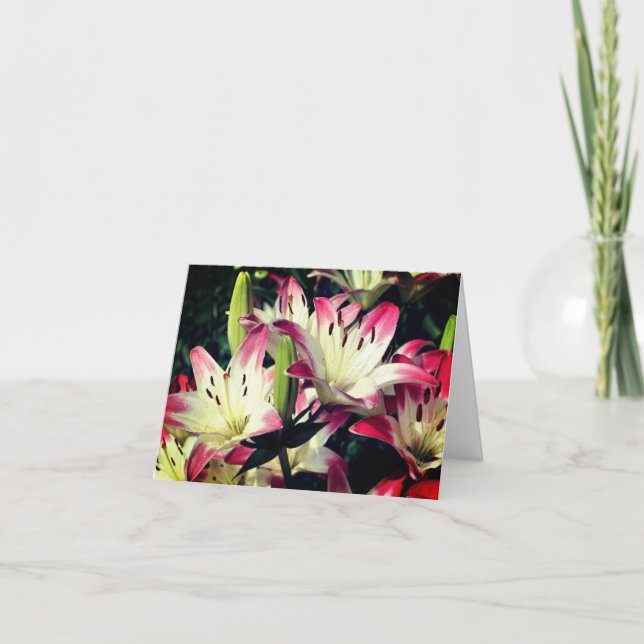 Smiling Lily Flowers Customisable Note Card (Front)