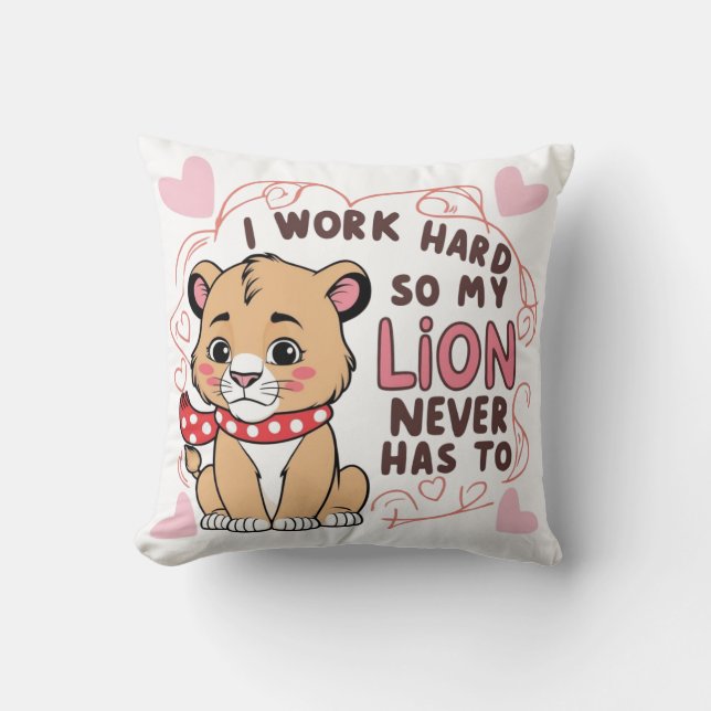Smiling Lion Cub – Cute Happy Baby Lion Cushion (Front)