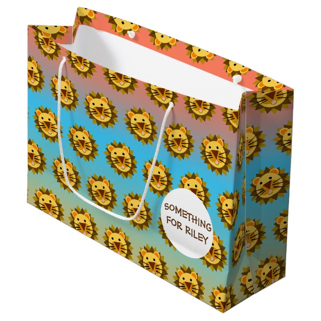 Smiling Lion Face Large Gift Bag (Front Angled)