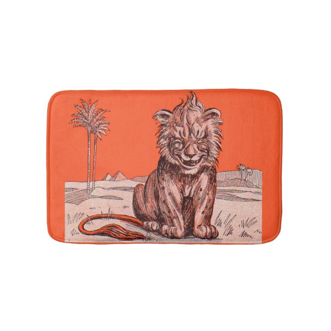 smiling lion print bath mat (Front)