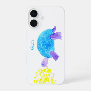 Smiling Little Turtle Watercolor iPhone 16 Case