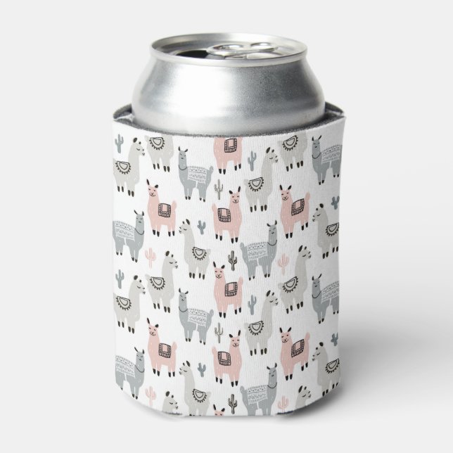 Smiling Llamas Pattern Can Cooler (Can Front)