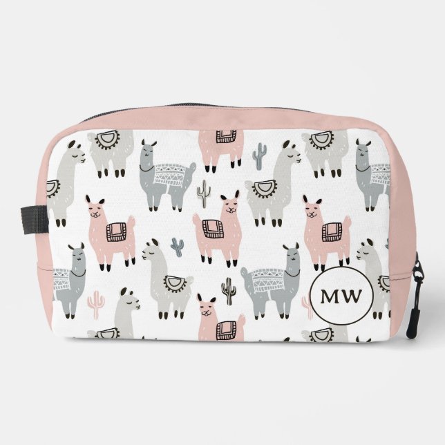 Smiling Llamas Pattern Dopp Kit (Front)