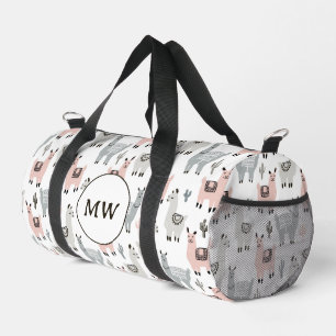 Smiling Llamas Pattern Duffle Bag