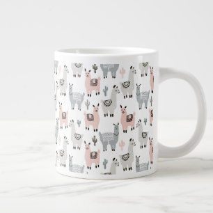 Smiling Llamas Pattern Large Coffee Mug