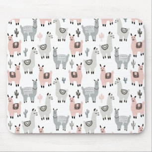 Smiling Llamas Pattern Mouse Mat