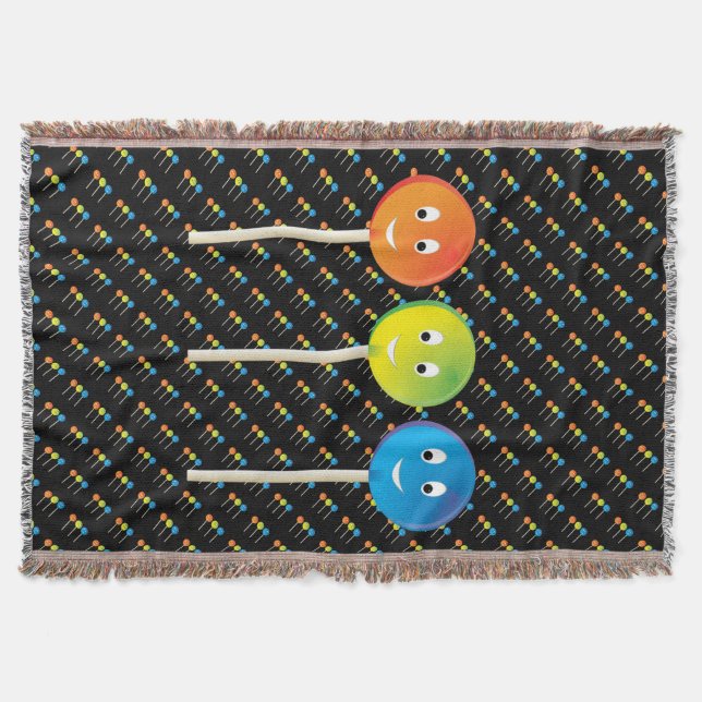 Smiling lollipops throw blanket (Front)