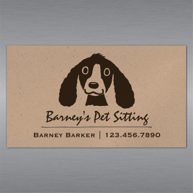 Smiling Long Ears Dog | Pet Sitter | Animal Care Magnetic Business Card (Creator Uploaded)