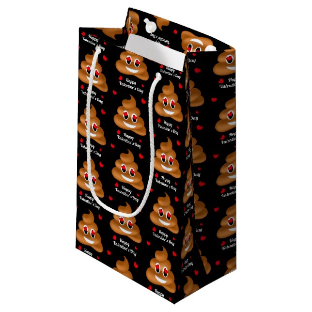 Smiling Love Poop Emoji Valentine's Day Gift Bag (Front Angled)