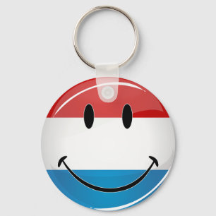 Smiling Luxembourg Flag Key Ring