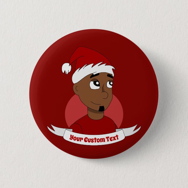Smiling man Christmas cartoon 6 Cm Round Badge (Front)