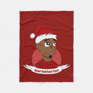 Smiling man Christmas cartoon Fleece Blanket