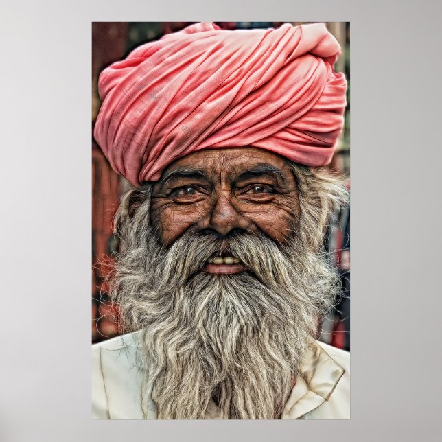 SMILING MAN in TURBAN Poster (Front)