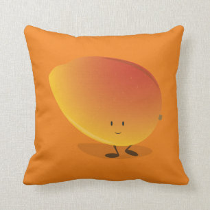 Smiling Mango Character Throw Pillow