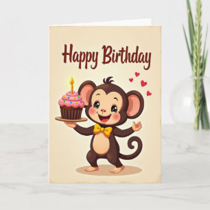 Smiling Monkey Birthday Card