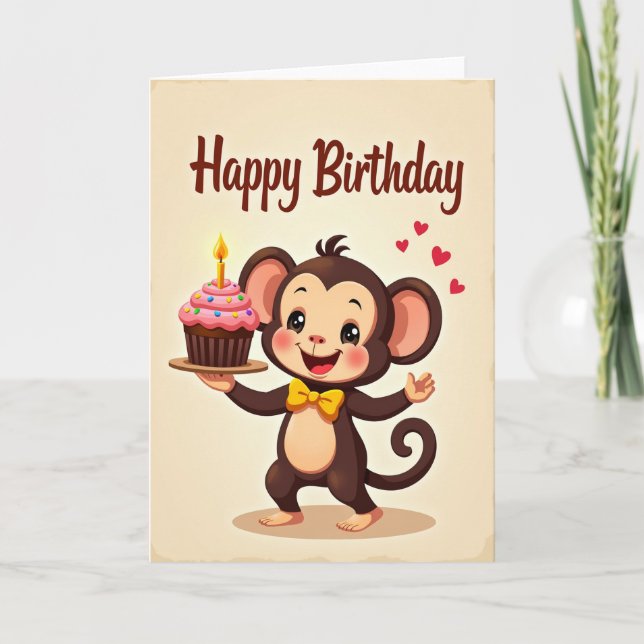 Smiling Monkey Birthday Card (Front)