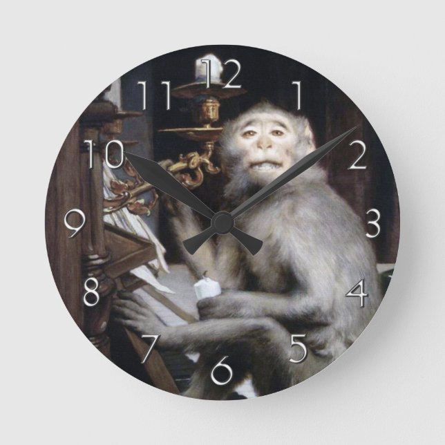 Smiling Monkey Round Clock (Front)