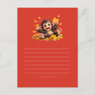 Smiling Monkey with Big Eyes Playful Tropical Holiday Postcard