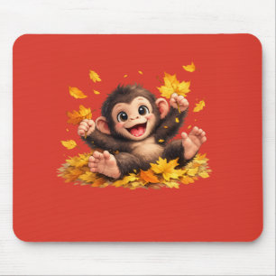 Smiling Monkey with Big Eyes Playful Tropical Mouse Mat
