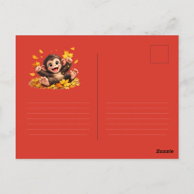 Smiling Monkey with Big Eyes Playful Tropical  Postcard (Back)