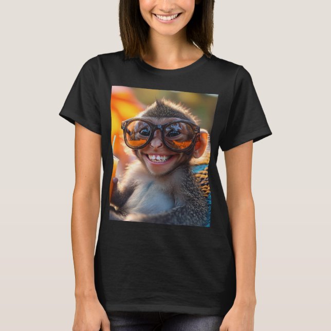 Smiling monkey with sunglasses T-Shirt (Front)