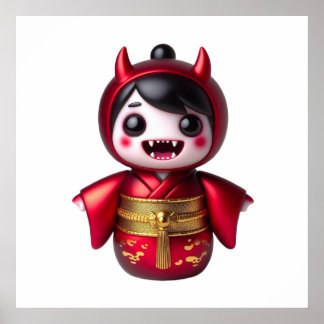 Smiling Monster Girl Wall Art Poster – Cute Spooky