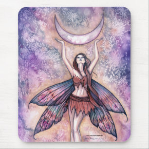 Smiling Moon Fairy Mousepad by Molly Harrison
