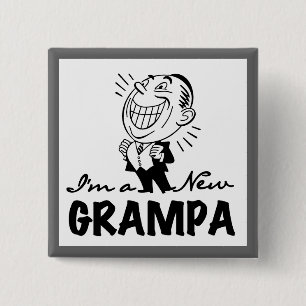 Smiling New Grampa T-shirts and Gifts 15 Cm Square Badge