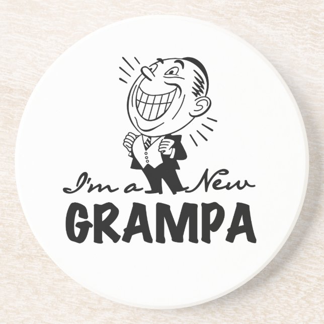 Smiling New Grampa T-shirts and Gifts Coaster (Front)