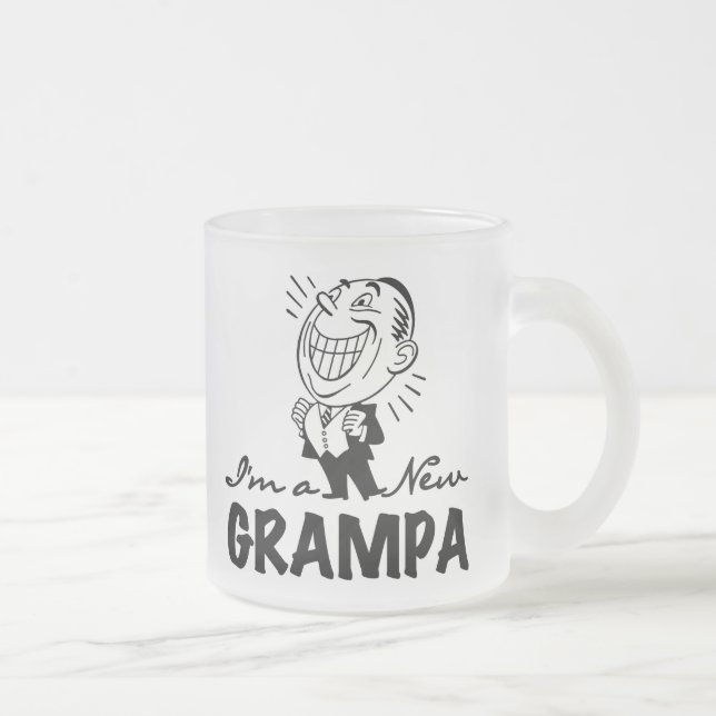 Smiling New Grampa T-shirts and Gifts Frosted Glass Coffee Mug (Right)