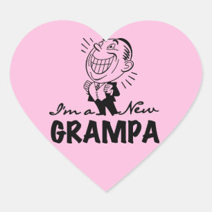 Smiling New Grampa T-shirts and Gifts Heart Sticker
