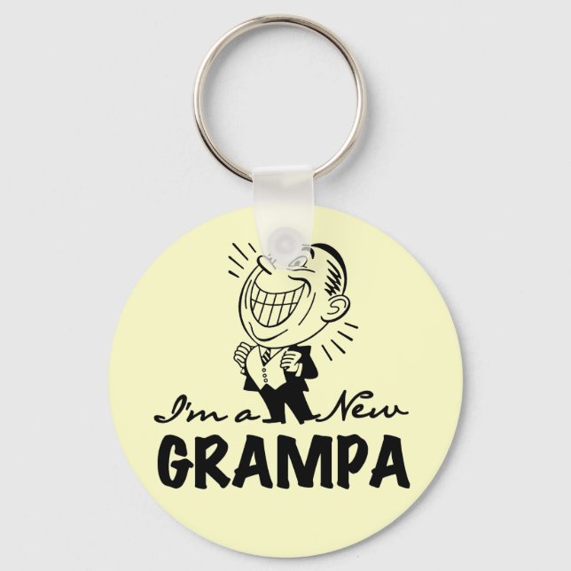 Smiling New Grampa T-shirts and Gifts Key Ring (Front)