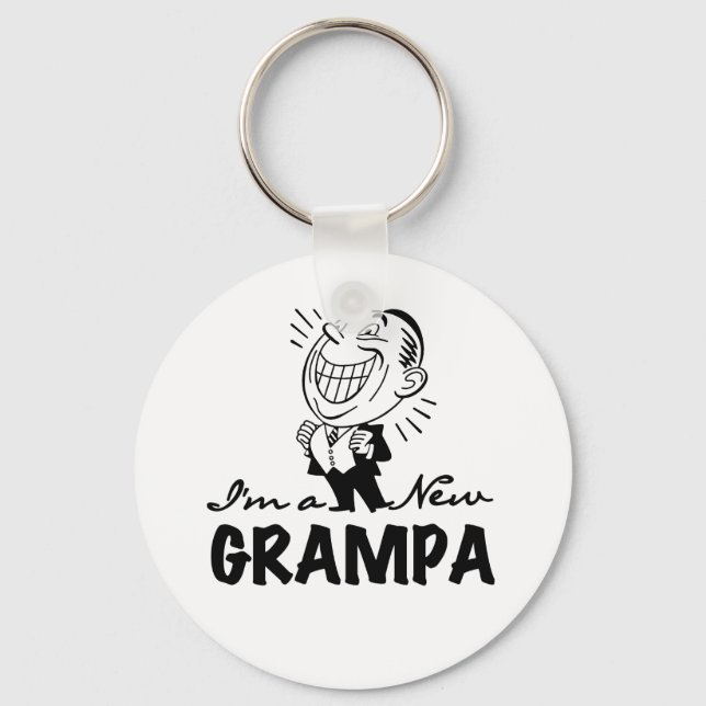 Smiling New Grampa T-shirts and Gifts Key Ring (Front)