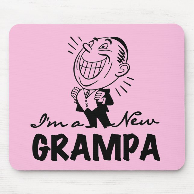 Smiling New Grampa T-shirts and Gifts Mouse Mat (Front)