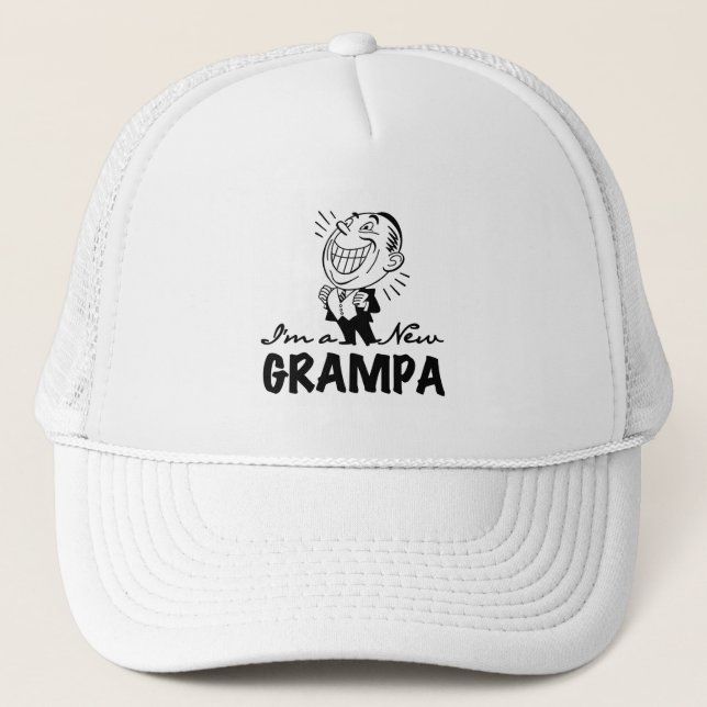 Smiling New Grampa T-shirts and Gifts Trucker Hat (Front)