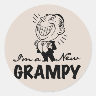 Smiling New Grampy T-shirts and Gifts Classic Round Sticker