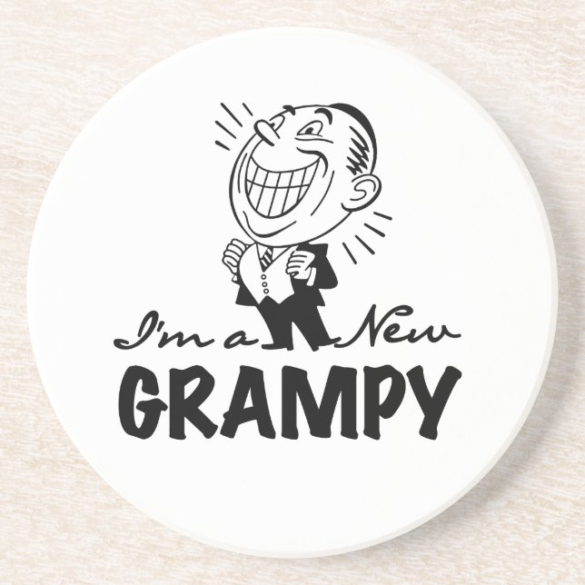 Smiling New Grampy T-shirts and Gifts Coaster (Front)