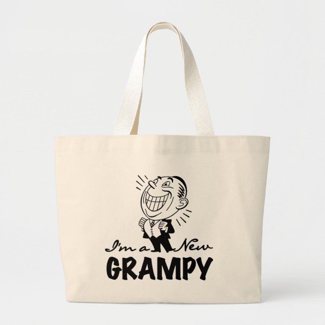 Smiling New Grampy T-shirts and Gifts Large Tote Bag (Front)