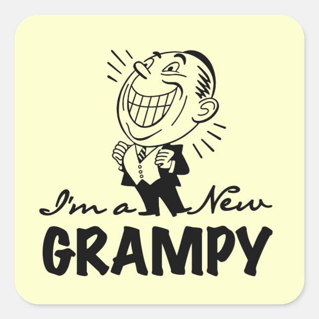 Smiling New Grampy T-shirts and Gifts Square Sticker (Front)
