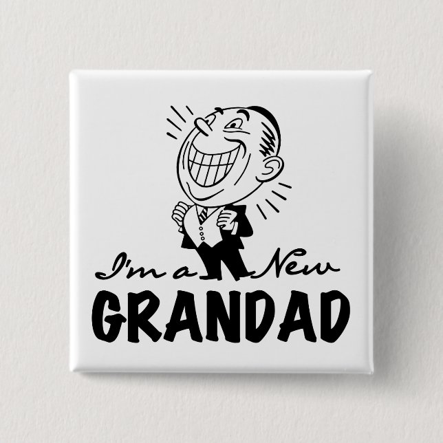 Smiling New Grandad T-shirts and Gifts 15 Cm Square Badge (Front)