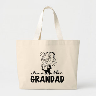 Smiling New Grandad T-shirts and Gifts Large Tote Bag
