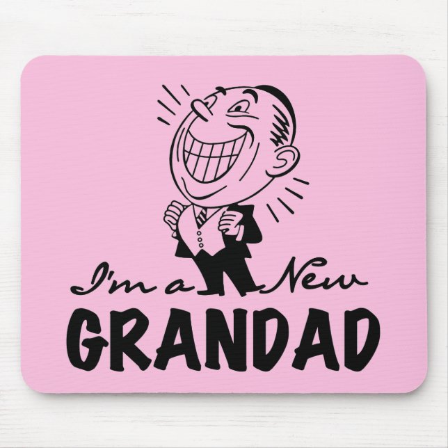 Smiling New Grandad T-shirts and Gifts Mouse Mat (Front)